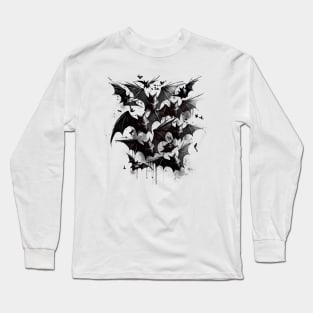 Flock of Bats Gothic Vampire Art Long Sleeve T-Shirt